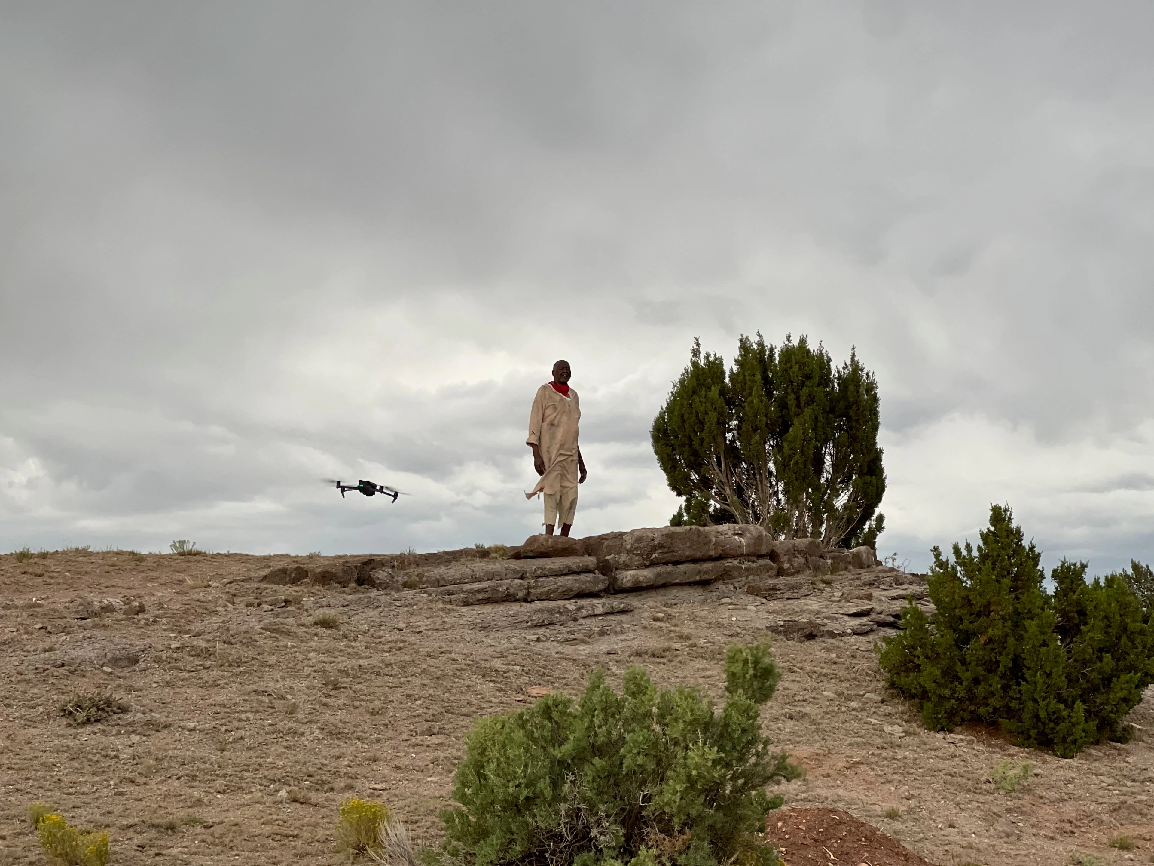 Actor in costume with drone on location — F**k Your Face