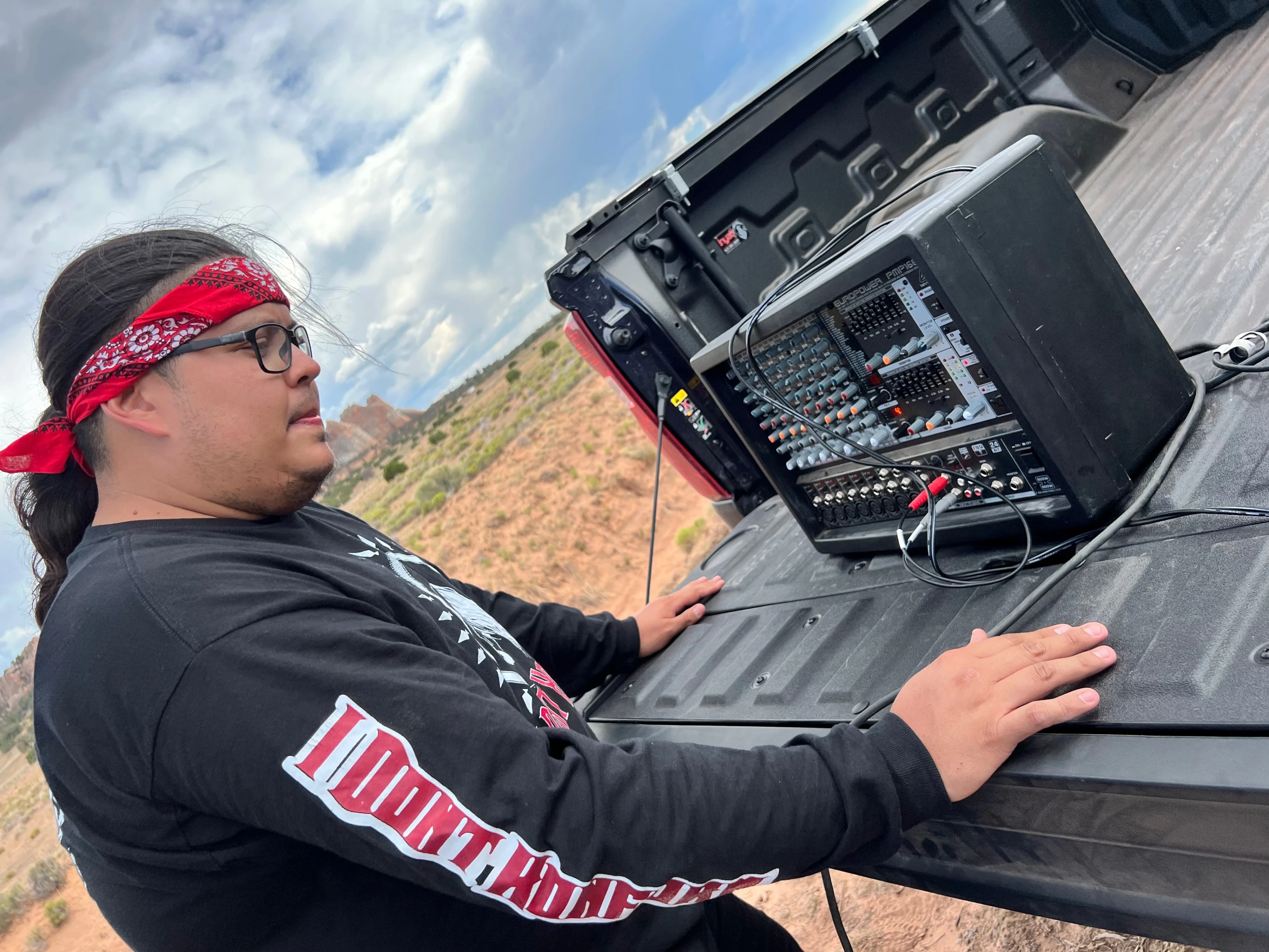 Kyle at the sound mixing board on location — F**k Your Face