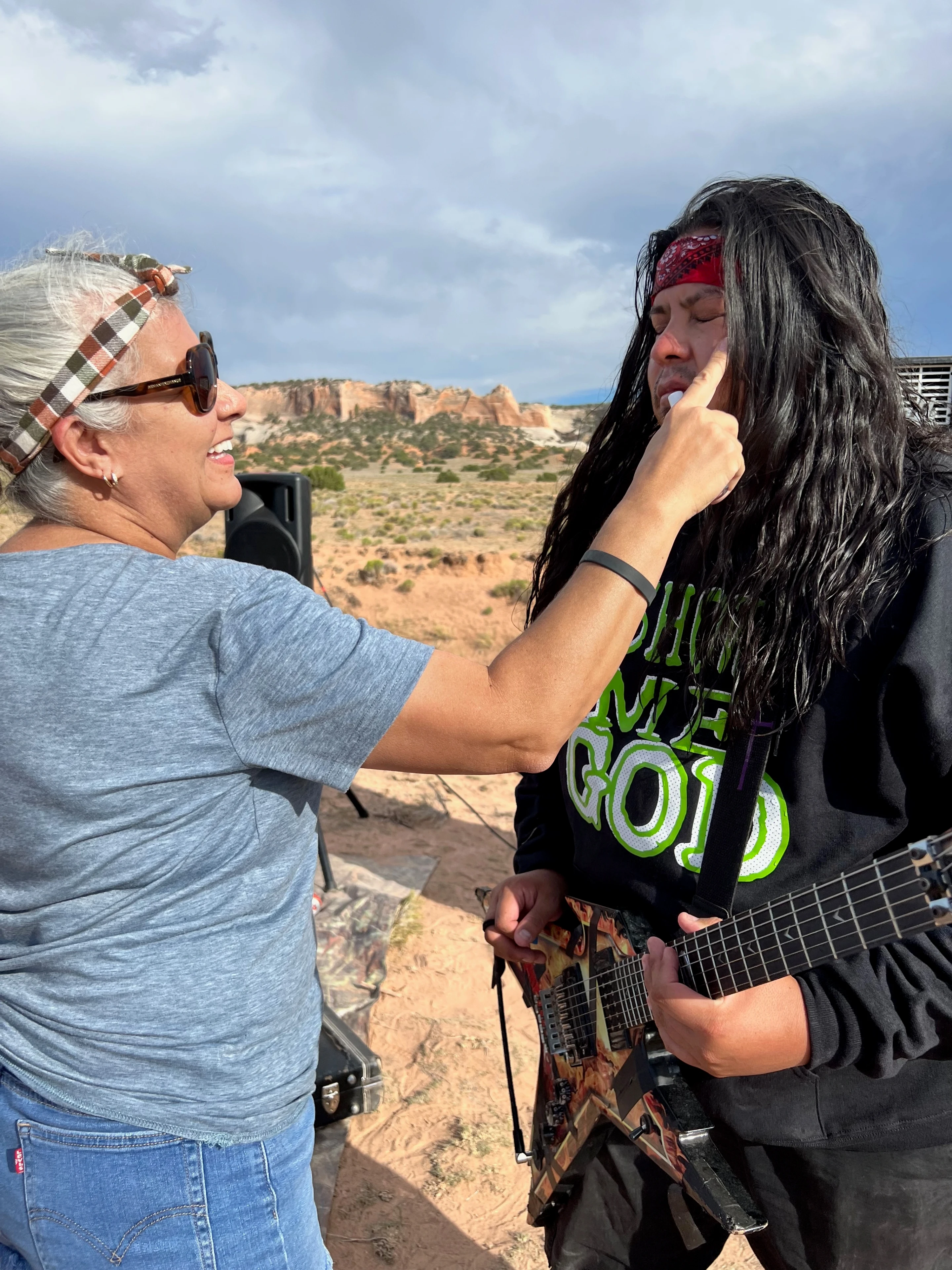 Stephanie doing makeup on Kyle on location — F**k Your Face