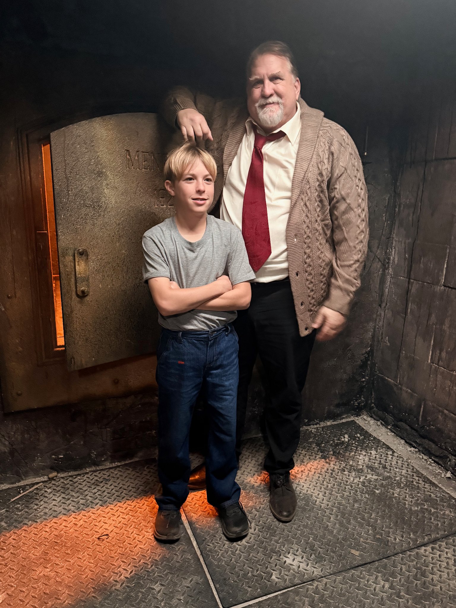 Behind the scenes — young actor and cast member on set, Hannah Goes to Hell